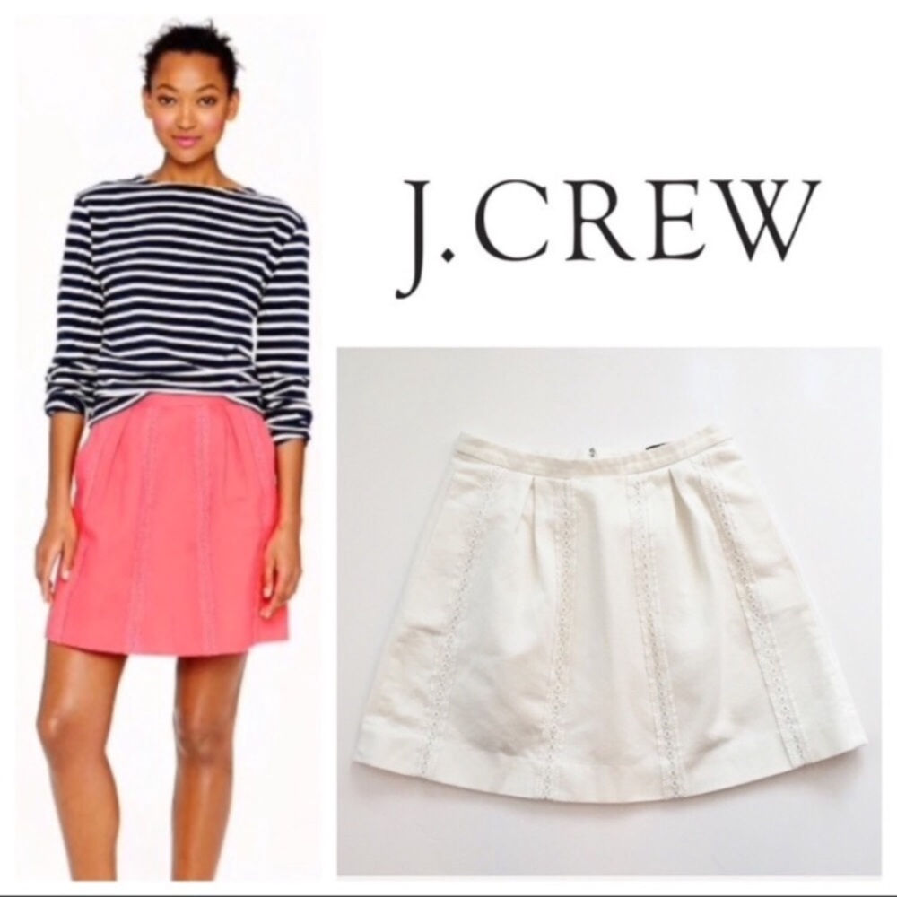 💋2/$25💋 J.Crew Laced Stripe Skirt in White